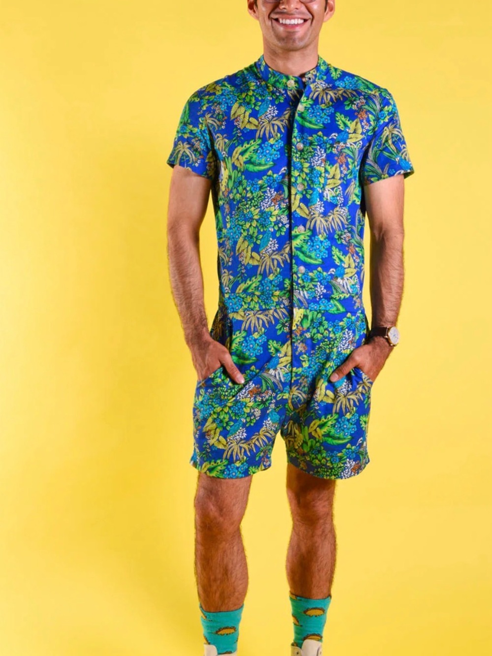 Tropical Blue Men’s Romper